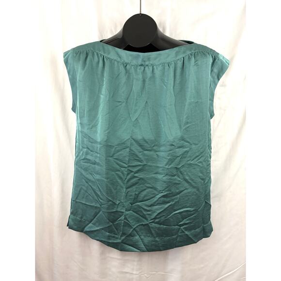 Talbots Blue-Green Bateau Cap Sleeve Blouse Womens Sz 10 - Picture 1 of 11